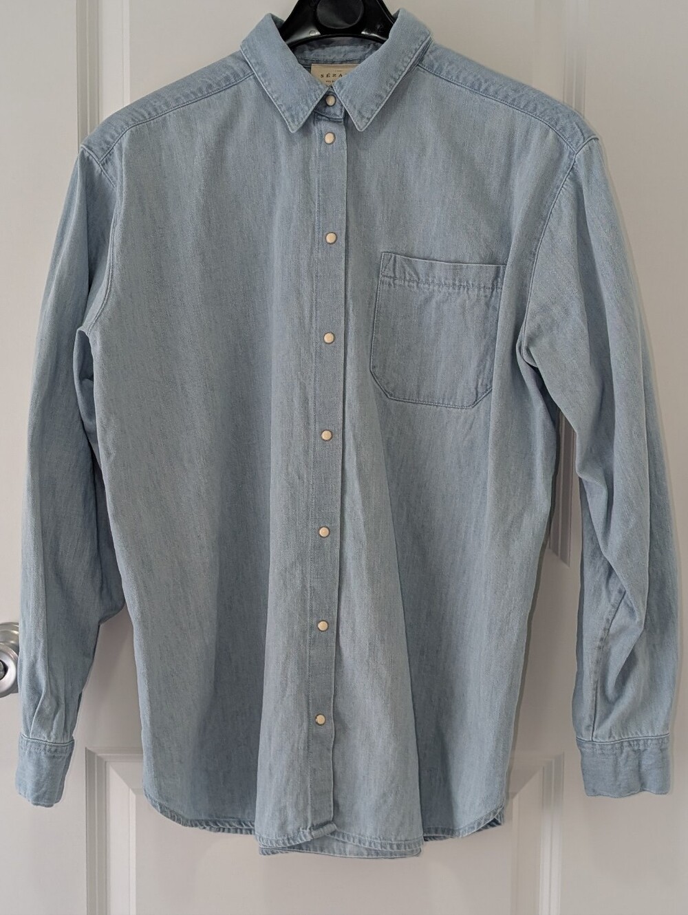 Sezane Max Shirt in Very Light Denim - Picture 2 of 13